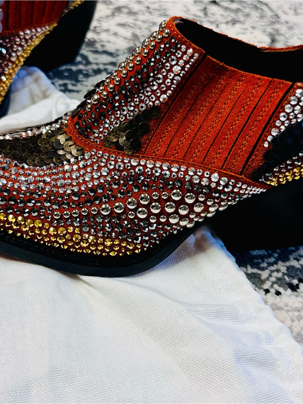 Chloe  Suede Crystal & Sequin Embellished Ankle Booties
